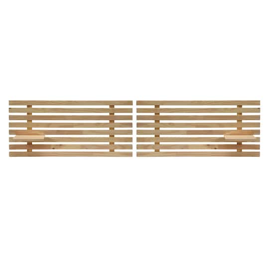 Hello Honey® Adjustable Natural Solid Wood 2-Panel Headboard Set with Wall Storage for Twin, Queen or King